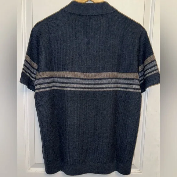 Marine Layer NWT Liam Sweater Polo in Navy Neutral Stripe - Picture 4 of 8